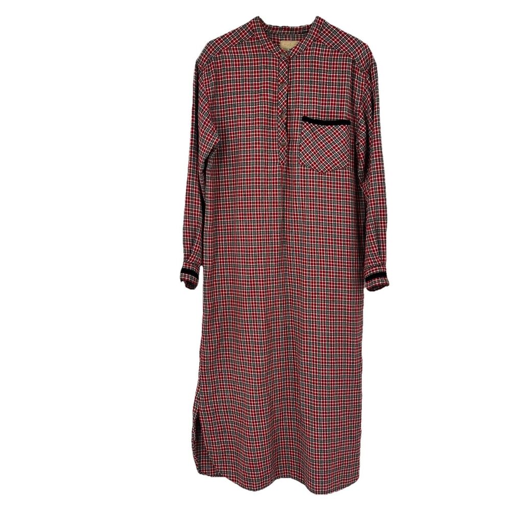 Erika Taylor Intimates L Long Sleep Shirt Gown LS Country Cottage Cottons Plaid
